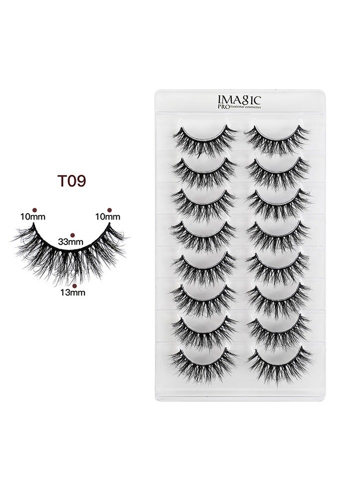 IMAGIC 8-Pair 3D False Eyelashes – Natural & Dramatic Volume, Lightweight Reusable Lashes, Soft Wispy Handmade Lashes for Daily Wear & Party Makeup (T09) - Image 5