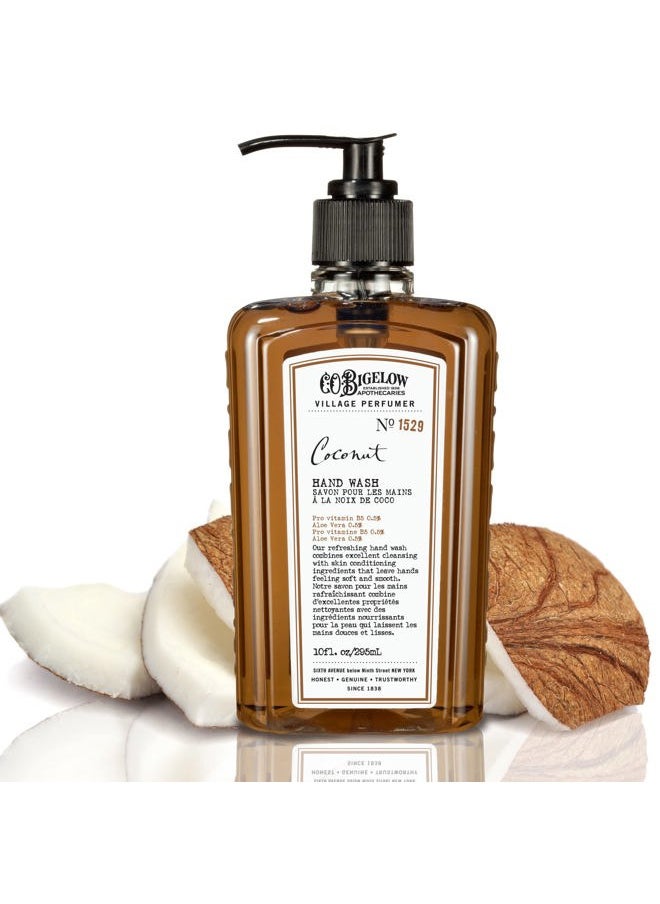 C. O. Bigelow C.O. Bigelow Hand Wash Coconut, Village Perfumer Moisturizing Hand Soap for Bathroom & Kitchen with Aloe Vera and Pro-Vitamin B5, 10 fl oz  - Image 1