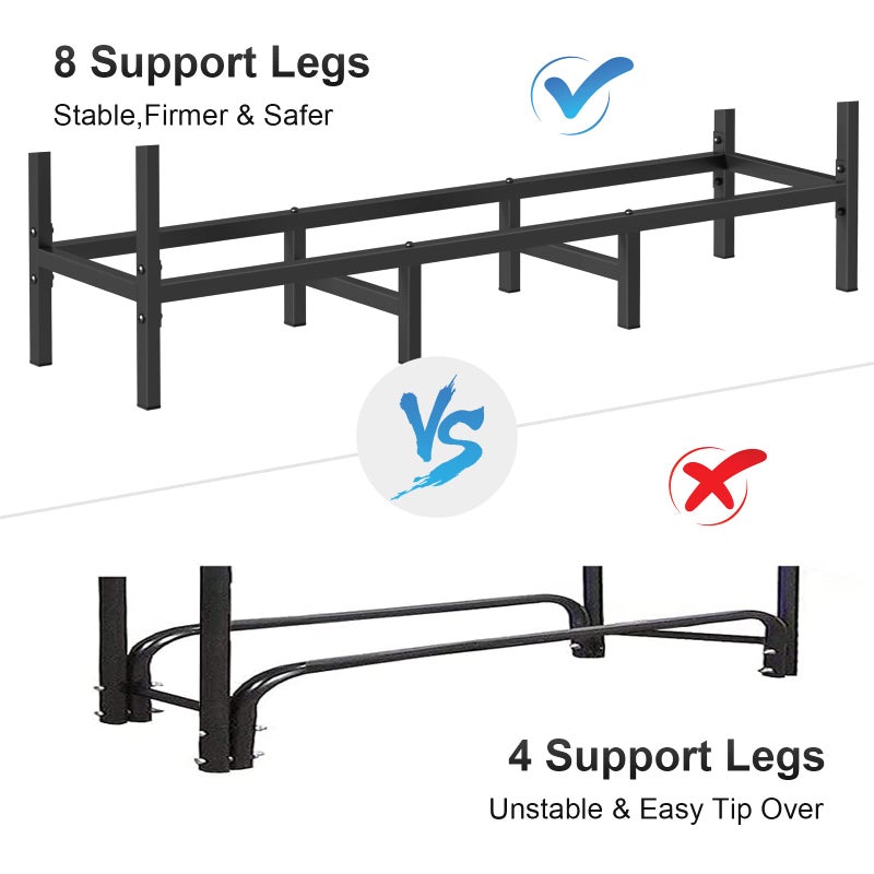 NANANARDOSO حامل خشب نار داخلي وخارجي بطول 4 أقدام لتخزين الخشب للمدفأة، حامل قابل للتعديل، حامل ثقيل للخشب للمدفأة، حاملة معدنية لتنظيم تخزين الخشب - Image 3