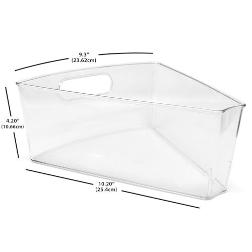 Kitchen Spaces Lazy Susan Deep Organizer Bins, Corner Cabinet Turntable Shelf Storage for Kitchen and Pantry Items, Clear and Sturdy with Built-In Handles, 2 Pack - Image 2