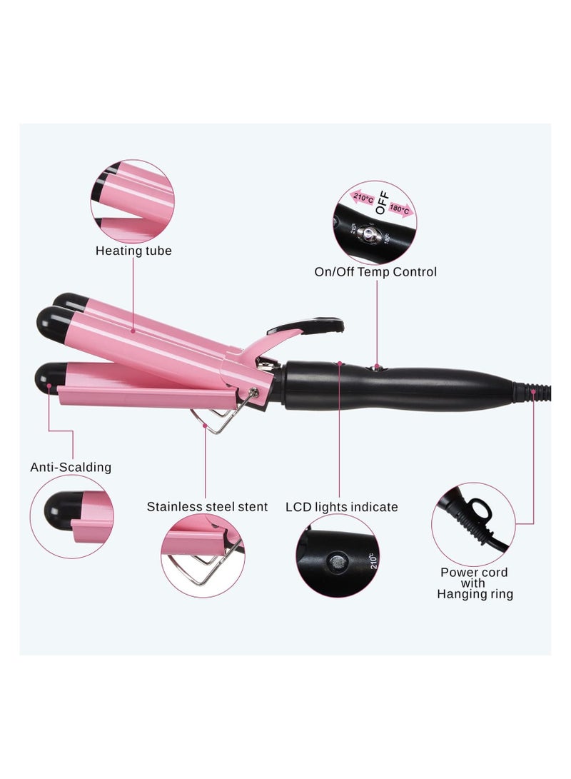 FARROBIZZ Curling Iron, 3 Barrels Ceramic Waving Iron, 3 Head Curler, Curly Wavy Hair Style for Short/Medium/Long Hair (25 mm) - Image 3