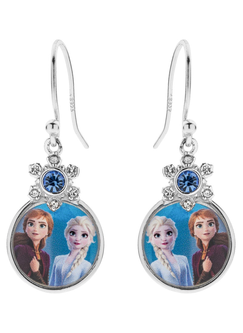 Disney FROZEN - Disney Frozen II Anna & Elsa Lariat 18k Sterling Silver Dangles Earrings - Image 1