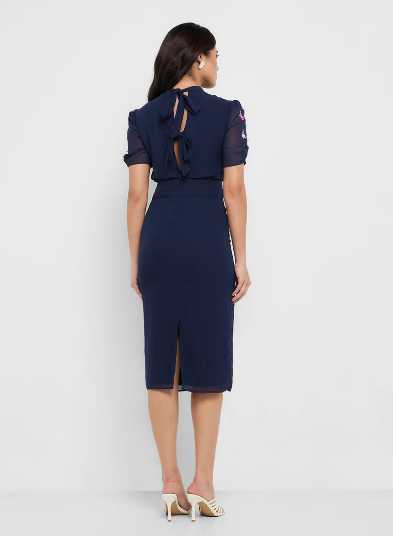 Hope & Ivy Floral Sheer Midi Dress