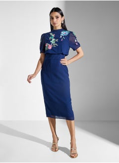 Hope & Ivy Embellished Midi Pencil Dress With Tie Back  - Image 1