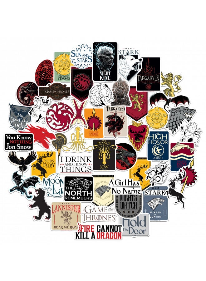 GRAPHICS & MORE Game of Thrones House of The Dragon Sticker Pack Die Cut Vinyl Large Deluxe GOT Stickers Variety Pack - Laptop, Water Bottle, Scrapbooking, Tablet, Skateboard, Indoor/Outdoor - Set of 50 - Image 1