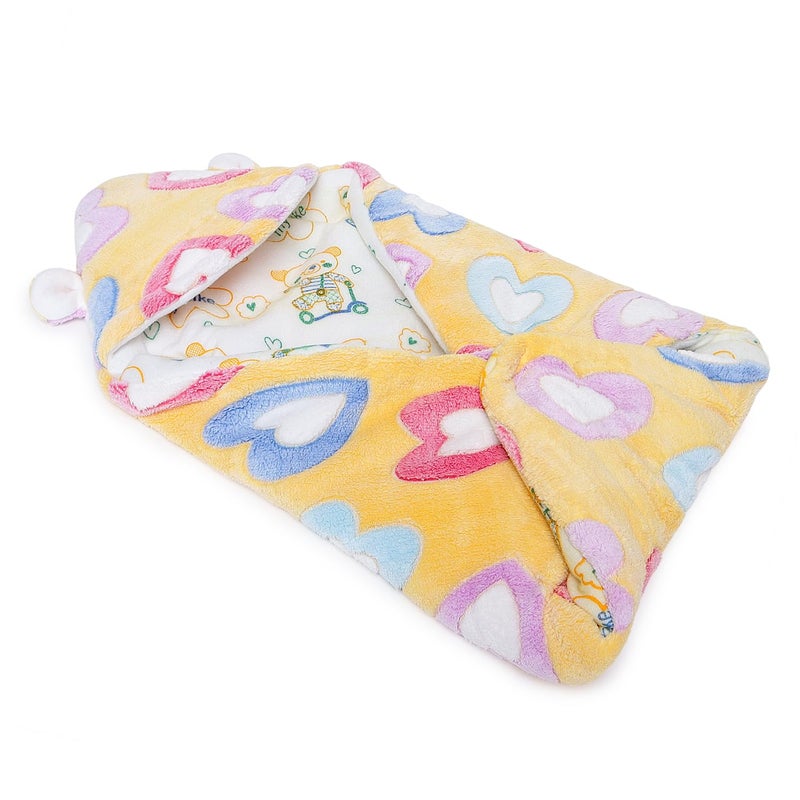 Superminis Newborn Baby Hooded Blanket Cum Wrapping Sheet (0-6 Months, Yellow) - Image 2