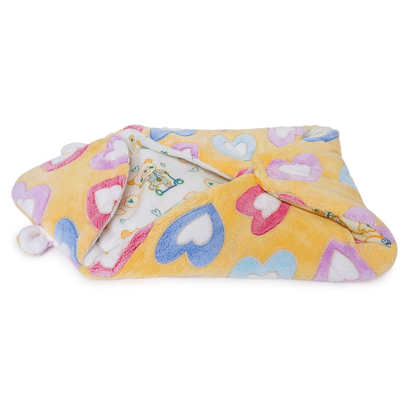 Superminis Newborn Baby Hooded Blanket Cum Wrapping Sheet (0-6 Months, Yellow) - Image 4