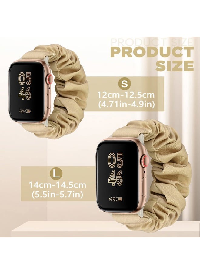 ShuYo 4 Packs Scrunchie Band Compatible with Apple Watch 38mm 40mm 41mm 42mm 44mm 45mm 49mm,Cute Printed Elastic Bands Women Bracelet Strap for iWatch Series 8 7 6 5 4 3 2 1 SE Ultra(42 44 45 49mm L) - Image 3