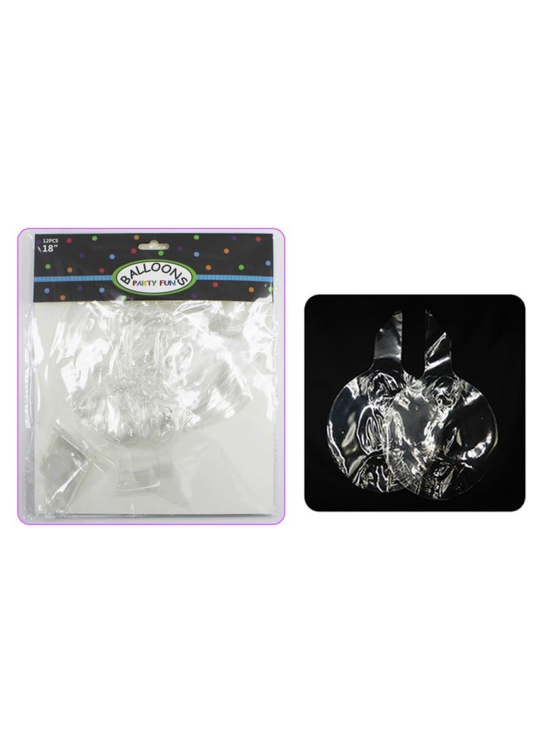 Party Fun 18in Latex Helium Float Balloon (Pack of 12 Pieces, White Transparent) - Image 3