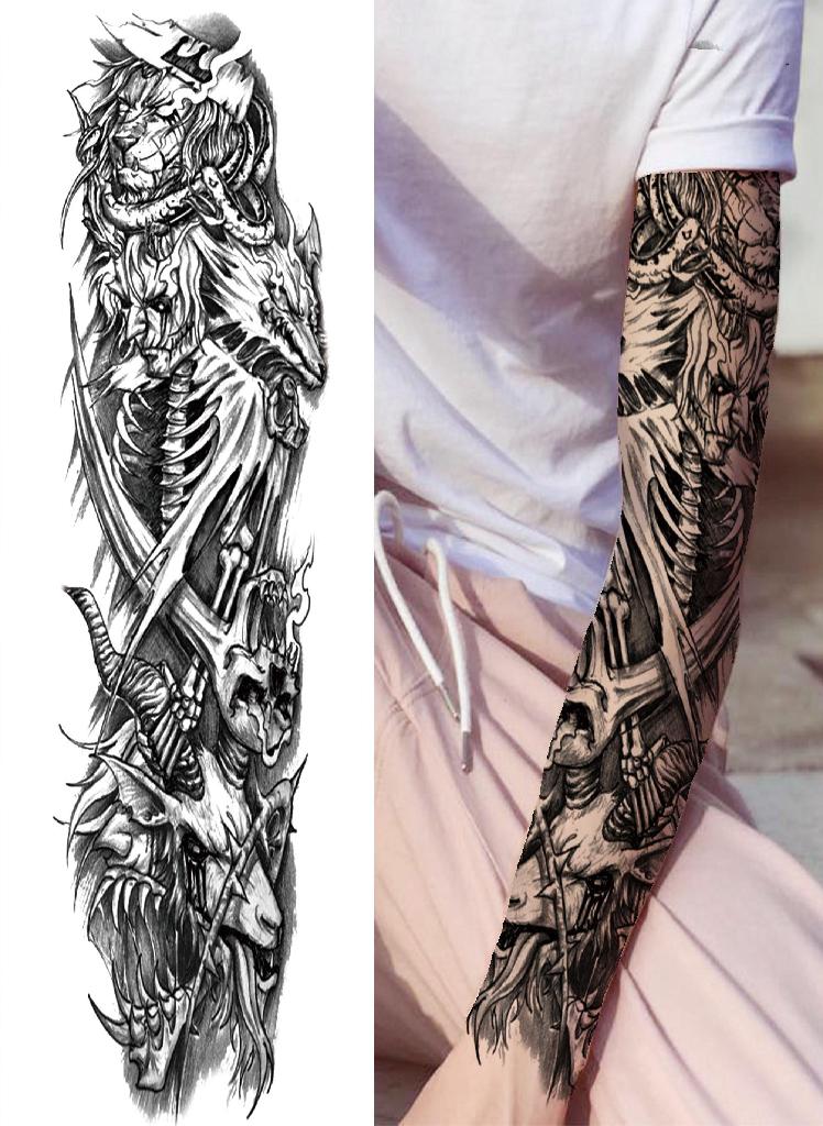Maori Tribal Totem Temporary Tattoos For Men Women Adult Black India Animal Tattoo Sticker Decoration Full Arm Tatoos Sleeve 