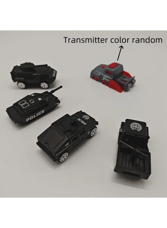 5 قطع من مجموعة ألعاب المركبات المدرعة السوداء مع مركبة الجيش الإنشائية القاذفة هدية - Image 1