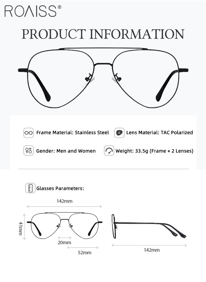 roaiss 3-in-1 Magnetic Polarized Clip-On Sunglasses Set, Blue Light Blocking Glasses with Magnetic Polarized Lens and Magnetic Night Vision Lens, Versatile Eyewear for Day and Night Use for Men and Women  - Image 3