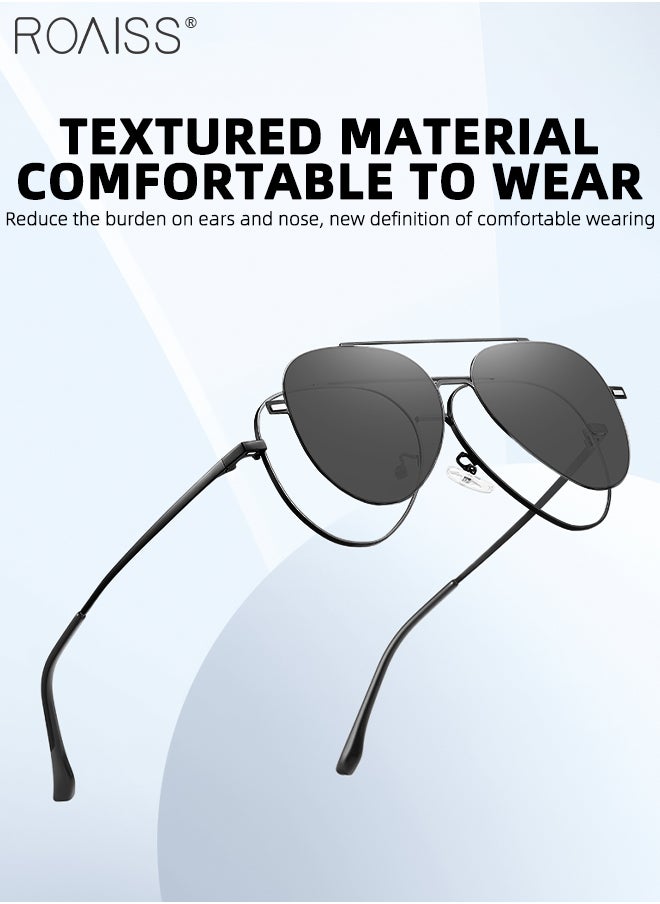 roaiss 3-in-1 Magnetic Polarized Clip-On Sunglasses Set, Blue Light Blocking Glasses with Magnetic Polarized Lens and Magnetic Night Vision Lens, Versatile Eyewear for Day and Night Use for Men and Women  - Image 4