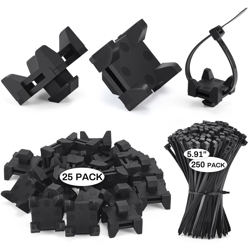 GliCraft 12316 15 and 40 Series Nylon Cable Zip Tie Mounting Block Compatible with 8020 Cable Tie Mount for Wire Management 25 Set - Image 2