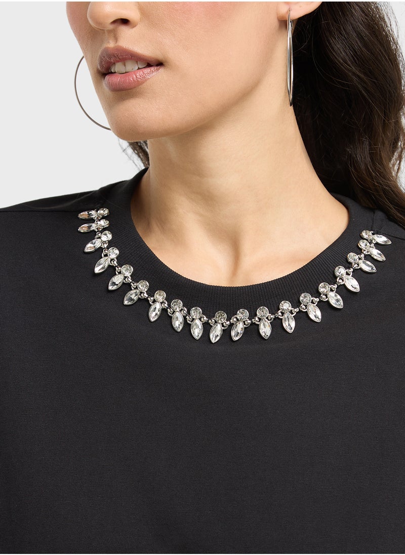 ONLY Embellished Crew Neck Top  - Image 3