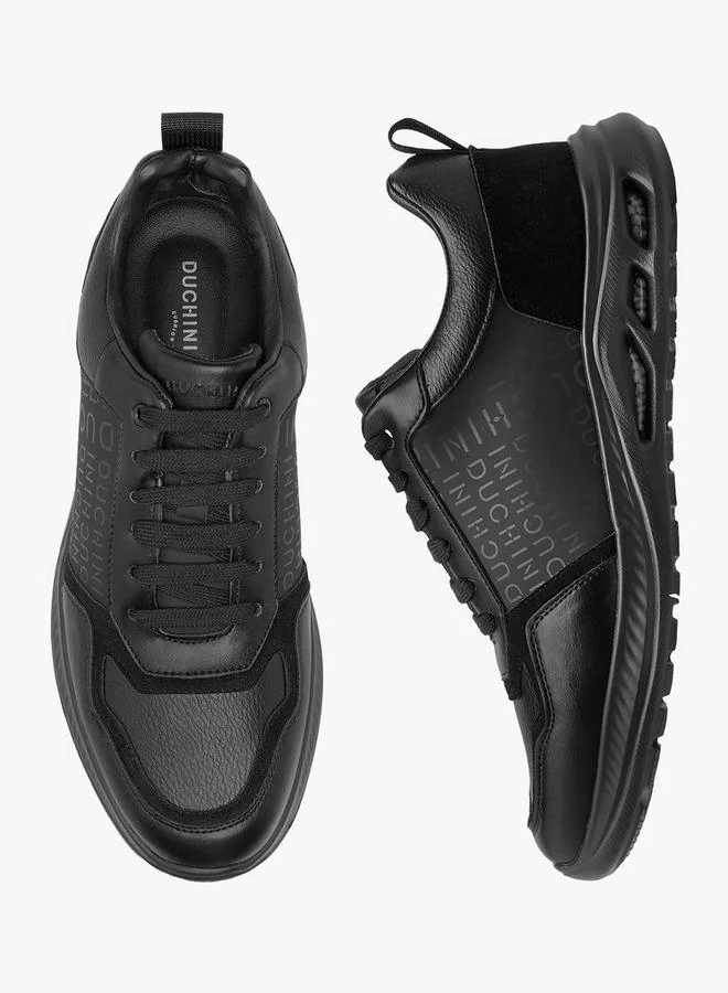 DUCHINI Men Monogram Print Lace-Up Sneakers