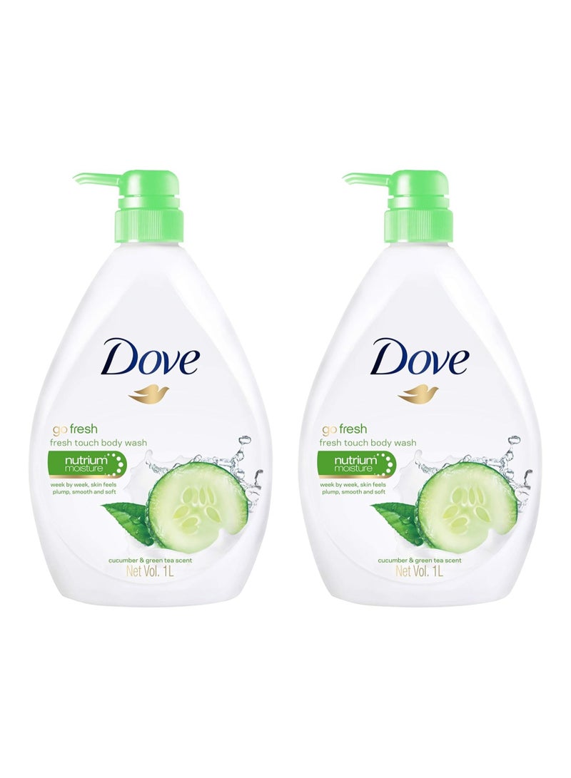 Dove Men+Care Go Fresh Nourishing Body Wash, Cucumber and Green - 33.8 Fl Oz / 1L x 2 Pack