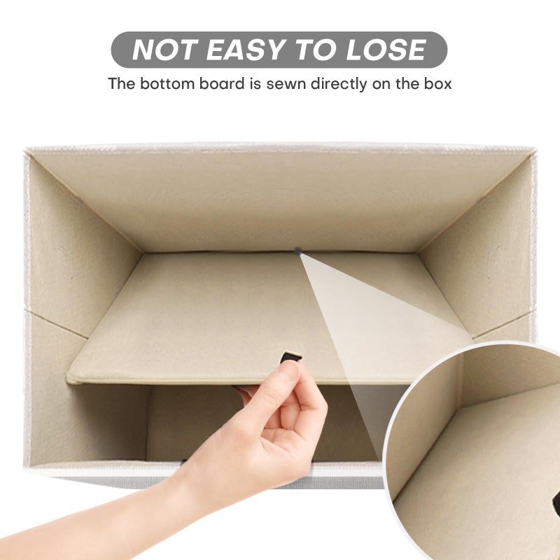 Bagnizer Large 22 Quart Linen Fabric Foldable Storage Bin Cube Organizer Basket with Flip-Top Lid & Handles, Clothes Blanket Box for Home, Office, Closet, Gray & White, 4 Pack 14.6 x 9.5 x 9.5â€ - Image 4