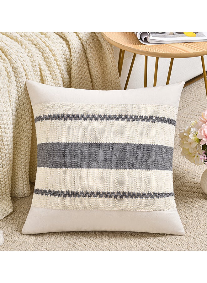 Fancy Homi مجموعة من 2 غطاء وسادة زخرفي عتيق للكنبة، السرير والأريكة، نمط ساحلي بوهيمي وريفى، تصميم جمالي وحديث - 45x45 سم - رمادي محايد - Image 2