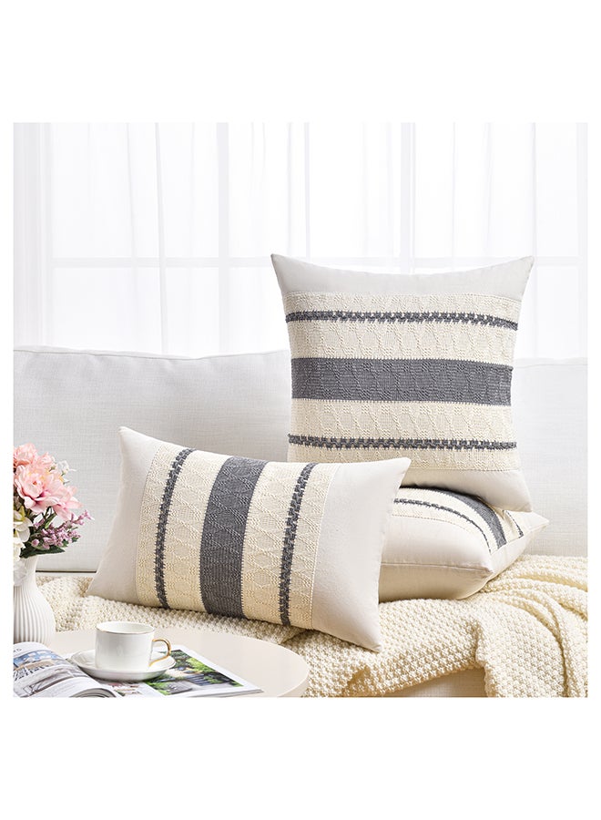 Fancy Homi مجموعة من 2 غطاء وسادة زخرفي عتيق للكنبة، السرير والأريكة، نمط ساحلي بوهيمي وريفى، تصميم جمالي وحديث - 45x45 سم - رمادي محايد - Image 3