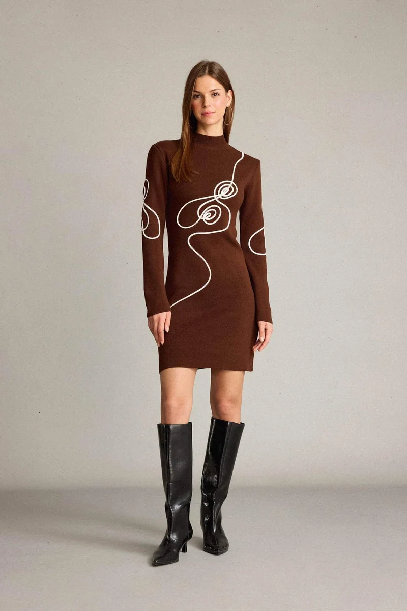 ديفاكتو Slim Fit Half Turtleneck Knitwear Dress