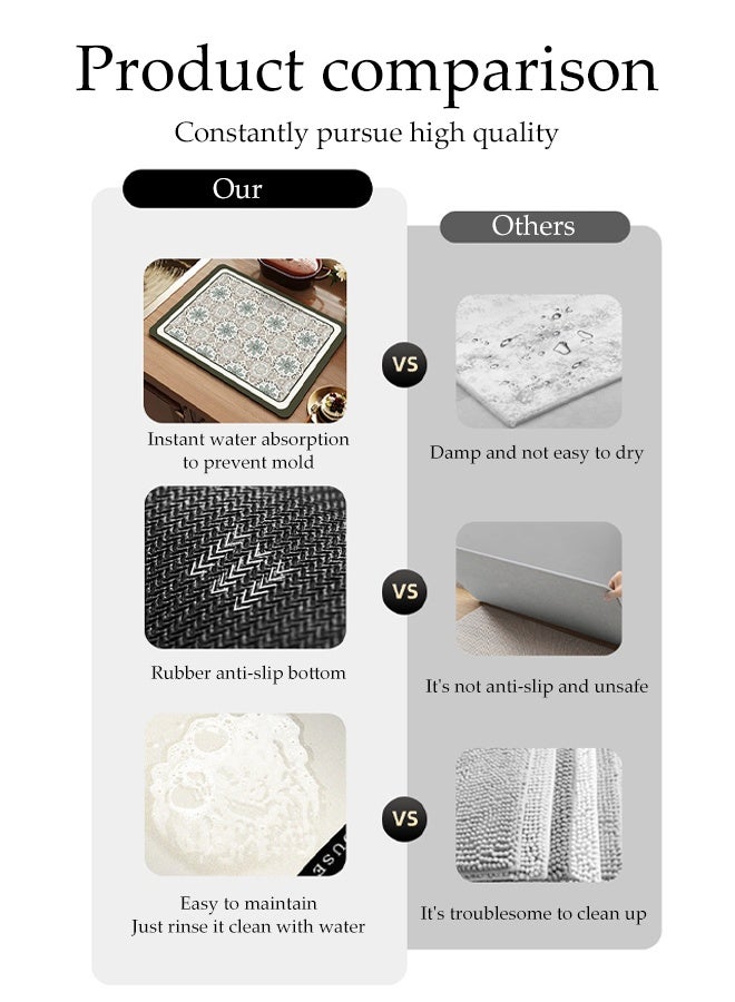 DUNISO Kitchen Drain Mat，Diatom Mud Drainage Pad，Dishwashing Mat, Insulation Mat，Tea Cup Cushion，Anti Fouling and Anti Slip，Can Be Used in Kitchens, Restaurants and Bars，40*60CM，Impression Green - Image 5