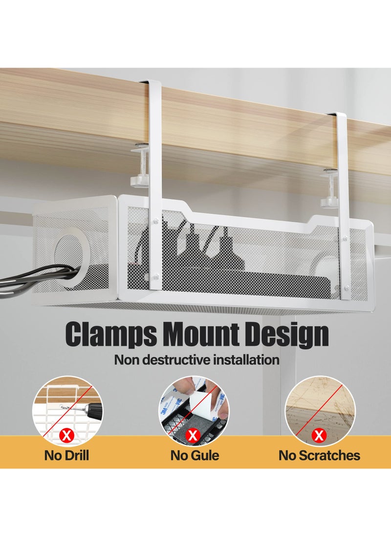 Alruht Under Desk Cable Management Tray, Wire Management, No Drill, No Screws, Cable Tray with Clamp for Desk Wire Management, Computer Cable Rack for Office, Home, No Damage to Desk  - Image 4