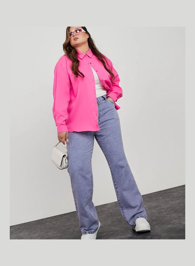 Styli Oversized Poplin Longline Shirt