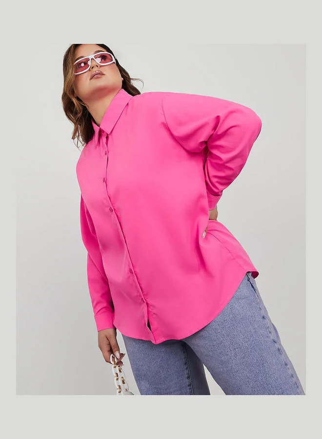 Styli Oversized Poplin Longline Shirt