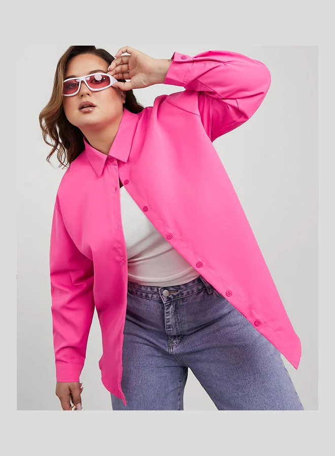 Styli Oversized Poplin Longline Shirt