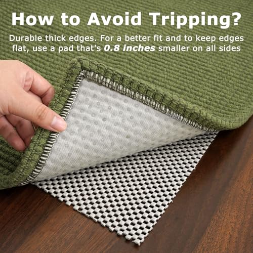 KOZYFLY Washable Area Rug 4x6 ft Non Slip Rubber Backed Living Room Rugs Braided Woven Cotton Kitchen Rugs Indoor Entryway Rug Floor Carpet for Dining Living Room Bedroom, Bright Green/Earthy Green - Image 5