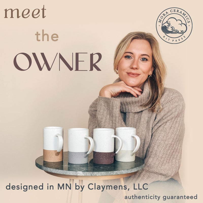 Mora Ceramics 12oz Coffee Mug Set of 4 - Tea Cups with Handle - Microwave and Dishwasher Safe, Perfect For Mug Lovers - Rustic Matte Glaze, Modern Design - Assorted Colors - Image 3