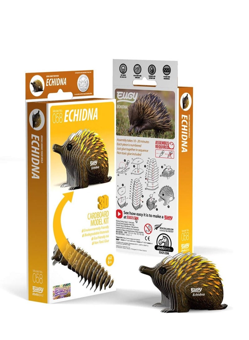 اوجي لغز Echidna ثلاثي الأبعاد من EUGY - مجموعة حرفية إبداعية وتعليمية لمحبي الحيوانات - Image 2