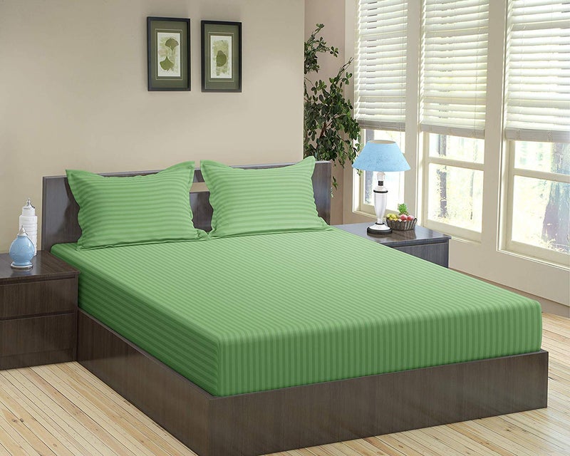 Comfy Cotton 210 TC Double Bedsheet with 2 Pillow Covers King Size Moss Green - Image 1