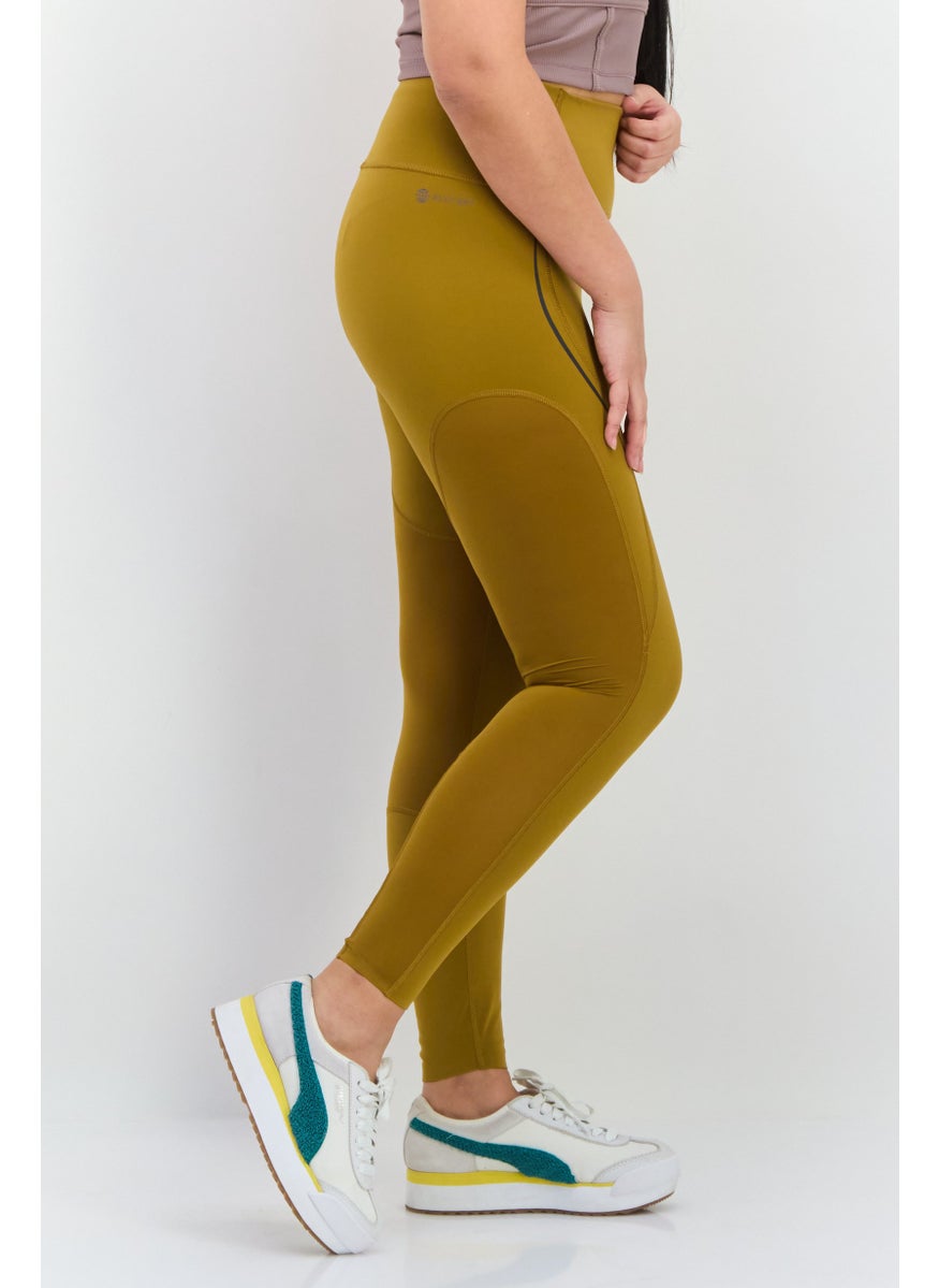 Adidas Women Sportswear Fit Pull On Training Leggings, Mustard Brown  - Image 3