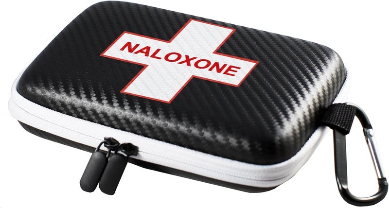 W WILKEN Naloxone Case for Opioid Overdose Response Kits | Custom Designed Hardshell With Double Pocket - Holds All Formulations of Naloxone | Does NOT Include Nasal Spray (Size 7" x 4.5" x 2") (Black - 1) 