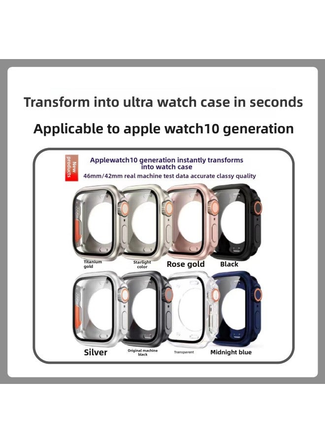 Loquat For Apple Watch10 Generation For Apple Watch Case Seconds Change Ultra Case Film Integrated Watch Frosted Protection-Color:Midnight Blue-Dimensions:Transform Into Ultra Second Generation All-inclusi  - Image 2