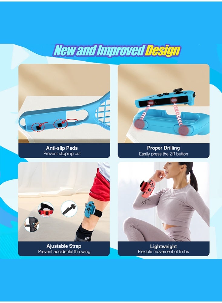 دوبي مجموعة ملحقات رياضية 15 في 1 لجهاز Switch مع حقيبة تخزين متوافقة مع جهاز Nintendo Switch/OLED Joy-con، لتجربة ألعاب رياضية أصلية لجهاز Switch، لاعبين مزدوجين، تجمعات عائلية، كاسر الجليد الاجتماعي، مجموعة ملحقات أساسيات العطلات - Image 3