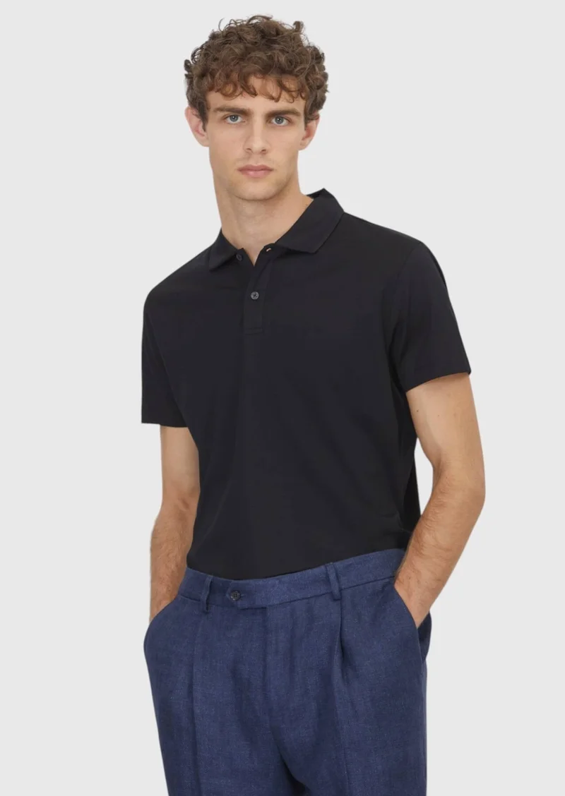 RAMSEY Black Plain 100% Cotton T-Shirt