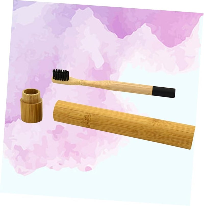 Bamboo Toothbrush Set With Case Biodegradable Natural Bristles Eco Friendly - Image 3