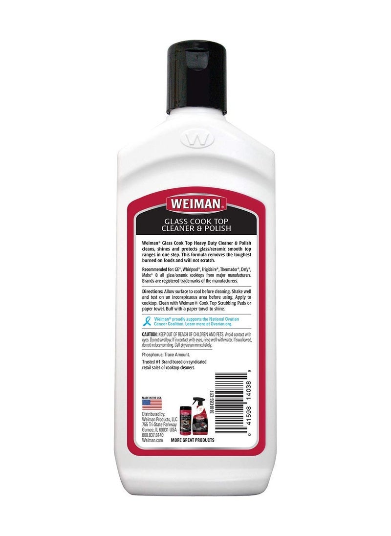 Weiman - Glass Cooktop Heavy Duty Cleaner & Polish - Shines and Protects Glass/Ceramic Smooth Top Ranges with its Gentle Formula - 10 Oz., Clear - Image 1