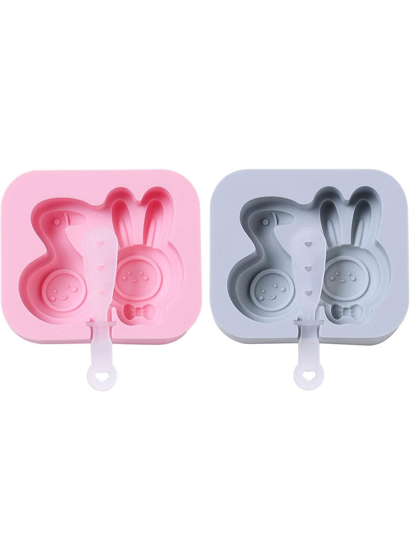 zoba Ice cream molds - Silicone molds in rabbit and duck shapes with sticks - Perfect for making ice cream, cakes, and cheesecakes at home - Multicolored - 2 pieces - Image 4