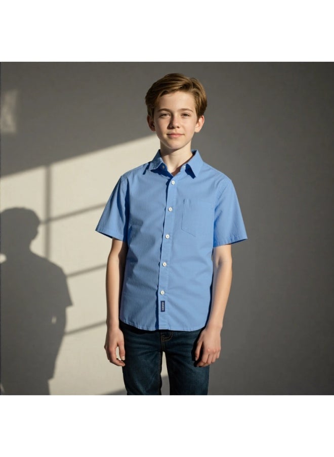 ZAIN GOLDEN Useful Button-down Collared Shirt Cotton ID2078 (Color: Sky Blue) (Size: 4-5 Years)  - Image 1