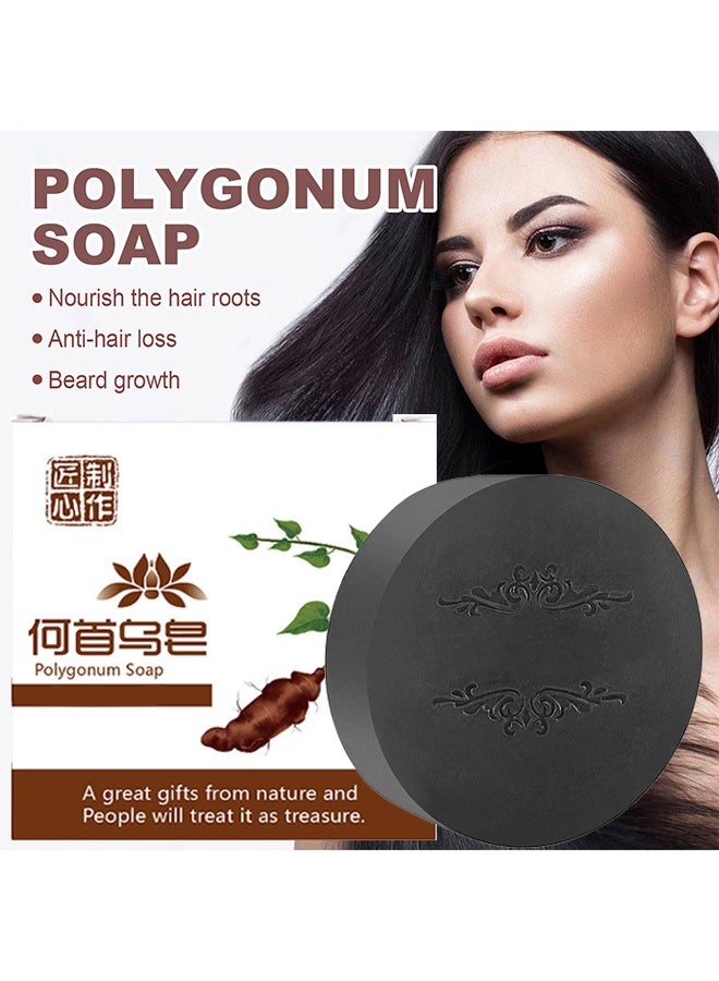 Polygonum Soap, With Bubble Net, Black and Thick Hair Polygonum Bar, He Shou Wu Shampoo Soap, Natural Polygonum Hair Soap, Promotes Hair Growth and Prevents Hair Loss - Image 2