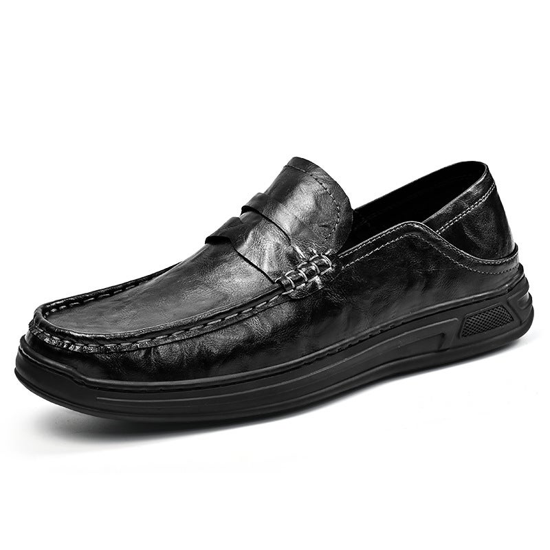 2025 Autumn Large Size Men'S Shoes Business Casual Leather Shoes Soft Sole Non-Slip Middle-Aged Dad Shoes Men'S Thick Sole Slip-On Shoes - Image 1