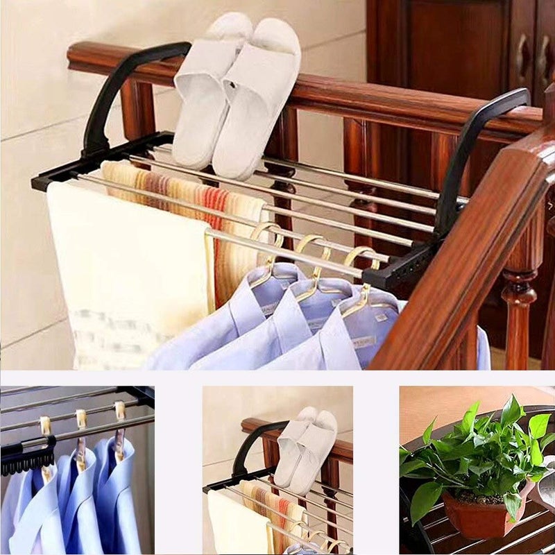 HOME CUBE 1 Pc Foldable Drying Rack IndoorOutdoor Easy Install Folding Clothes Towels Drying Rack Shoe Rack Hanging On The Door Bathroom Windowsill Guardrail Corridor Balcony Transparent - Image 2