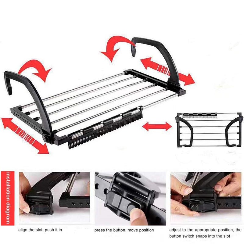 HOME CUBE 1 Pc Foldable Drying Rack IndoorOutdoor Easy Install Folding Clothes Towels Drying Rack Shoe Rack Hanging On The Door Bathroom Windowsill Guardrail Corridor Balcony Transparent - Image 3