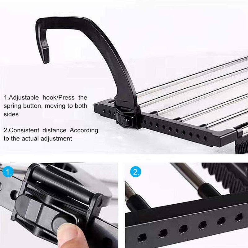 HOME CUBE 1 Pc Foldable Drying Rack IndoorOutdoor Easy Install Folding Clothes Towels Drying Rack Shoe Rack Hanging On The Door Bathroom Windowsill Guardrail Corridor Balcony Transparent - Image 4