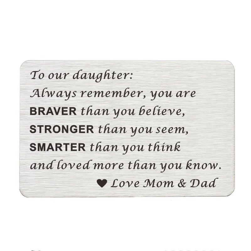 Suixining Laser Engraved Daughter Wallet Insert Card, Daughter Gift from Mom and Dad, Multiple Occasions, Inspirational Message - Image 1