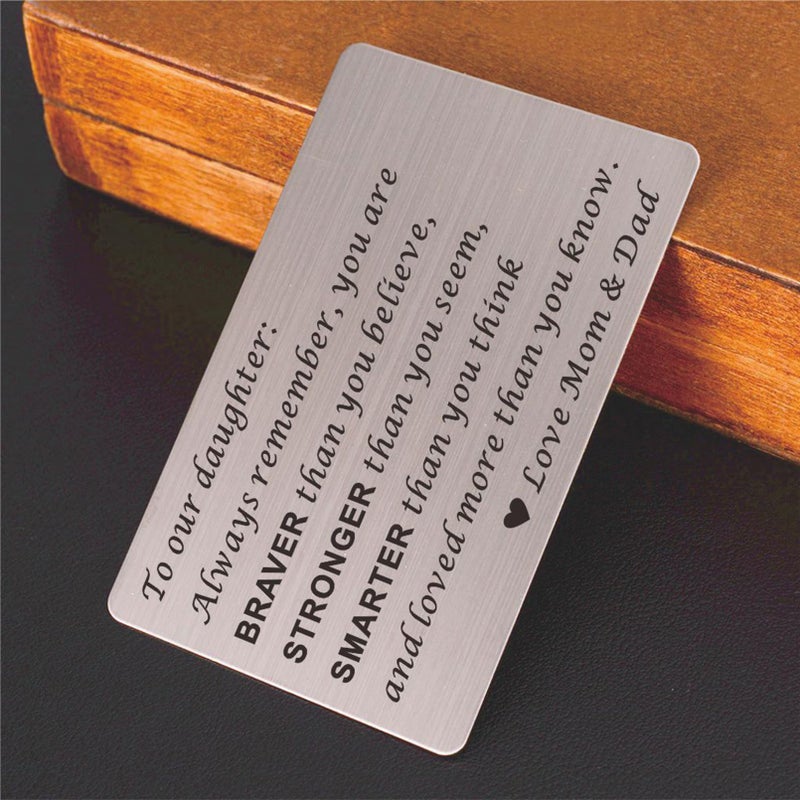 Suixining Laser Engraved Daughter Wallet Insert Card, Daughter Gift from Mom and Dad, Multiple Occasions, Inspirational Message - Image 2